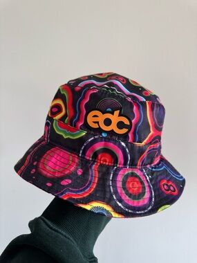 2022 EDC Black Bucket Hat with Neon Multicolor